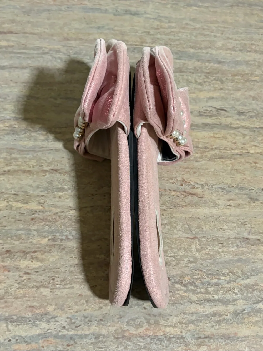 Victoria's Secret Pink Pearl Heart Bow Slide Sandals Size M